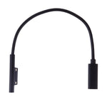 สายชาร์จเร็ว USB-C / Type-C ตัวเมียเป็น 6 พิน ตัวผู้ สำหรับแล็ปท็อป Microsoft Surface Pro 9 / 8 / 7 / 6 / 5 / 4 / 3, ความยาวสาย: 0.2 ม., Pro 9 / 8 / 7 / 6 / 5 / 4 / 3 ถึง USB-C / Type-C ตัวเมีย สีดำ