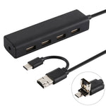 ฮับแปลง 3 in 1 USB-C / Type-C + Micro USB + 4 พอร์ต USB 2.0, ความยาวสาย: 12 ซม., 3 in 1 (สีขาว), 3 in 1 (สีดำ)