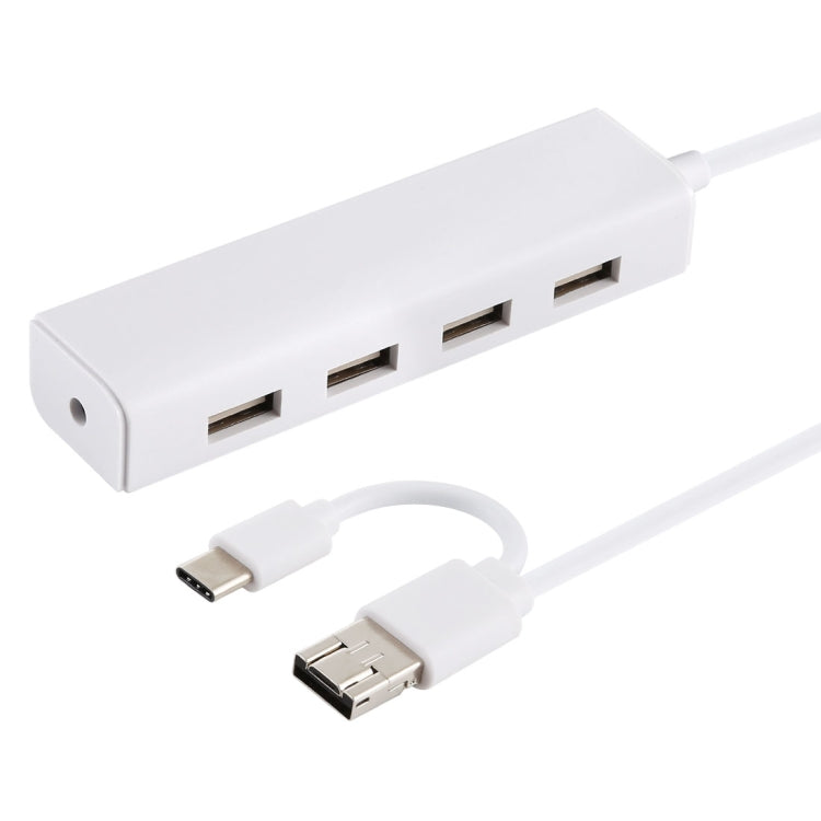 ฮับแปลง 3 in 1 USB-C / Type-C + Micro USB + 4 พอร์ต USB 2.0, ความยาวสาย: 12 ซม., 3 in 1 (สีขาว), 3 in 1 (สีดำ)