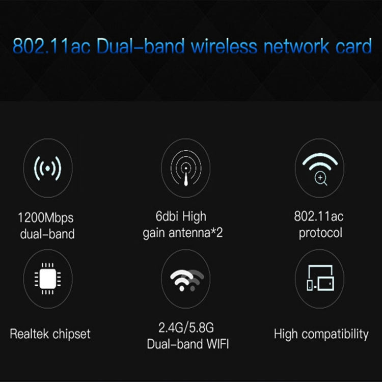 EDUP EP-9607 การ์ดเครือข่ายไร้สาย PCI-E Dual-Band 1200Mbps พร้อมเสาอากาศ 2 x 6dBi, EP-9607 1200Mbps