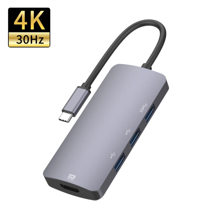 ฮับอะแดปเตอร์มัลติฟังก์ชัน UC912 4 in 1 4K 30Hz USB 3.0 + 2 x USB 2.0 เป็น USB-C / Type-C, UC912 USB 3.0 + 2 x USB 2.0
