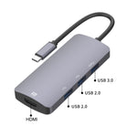 ฮับอะแดปเตอร์มัลติฟังก์ชัน UC912 4 in 1 4K 30Hz USB 3.0 + 2 x USB 2.0 เป็น USB-C / Type-C, UC912 USB 3.0 + 2 x USB 2.0