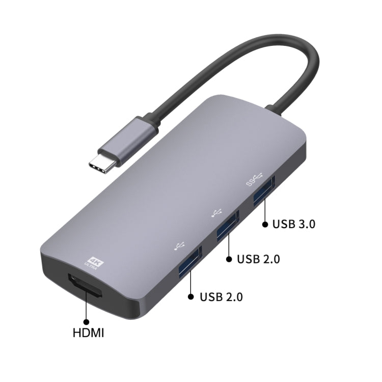 ฮับอะแดปเตอร์มัลติฟังก์ชัน UC912 4 in 1 4K 30Hz USB 3.0 + 2 x USB 2.0 เป็น USB-C / Type-C, UC912 USB 3.0 + 2 x USB 2.0