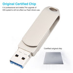 แฟลชไดรฟ์หมุนโลหะ 3 in 1 64G Micro USB + 8 พิน + Type-C พร้อมฟังก์ชัน OTG, 64G USB + 8 พิน + Type-C