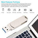แฟลชไดรฟ์หมุนโลหะ 3 in 1 64G Micro USB + 8 พิน + Type-C พร้อมฟังก์ชัน OTG, 64G USB + 8 พิน + Type-C