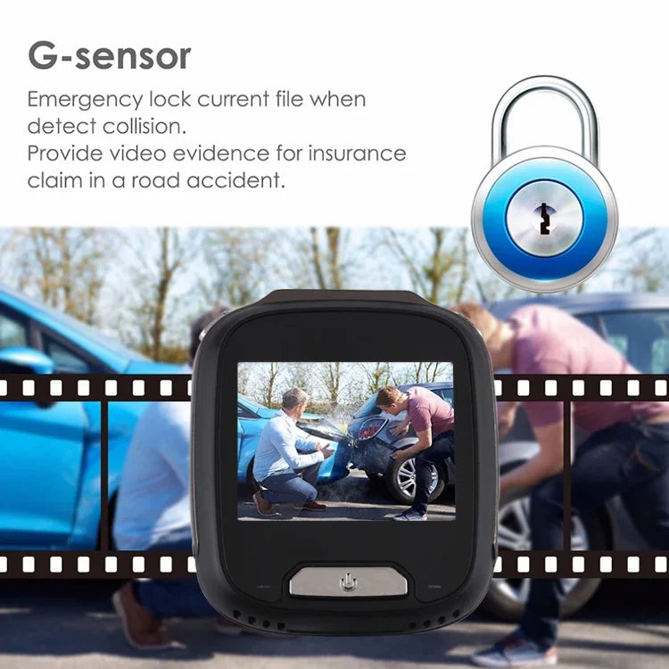 กล้องบันทึกภาพรถยนต์ขนาดเล็ก Mini Car DVR จอ LCD 2.0 นิ้ว ความละเอียด HD 1080P มุมมองกว้าง 170 องศา รองรับการตรวจจับการเคลื่อนไหว / กล้องอินฟราเรดกลางคืน / การ์ด TF / ไมโครโฟน, 2.0 นิ้ว