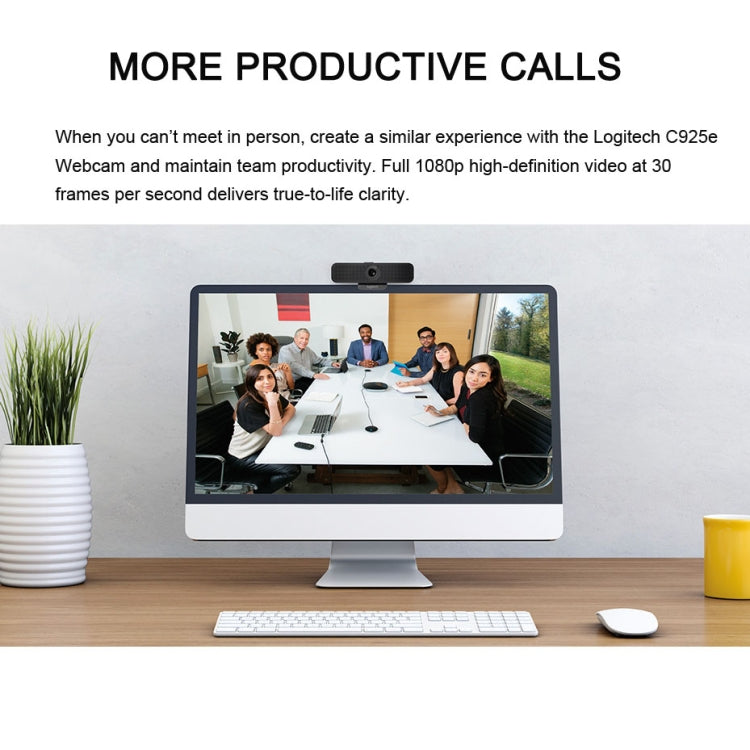 Logitech C925E เว็บแคม HD 1080p พร้อมฝาครอบรักษาความปลอดภัยในตัว