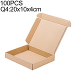 กล่องกระดาษคราฟท์สำหรับจัดส่ง 100 ชิ้น ขนาด Q4, 20x10x4 ซม., 20x10x4 ซม.