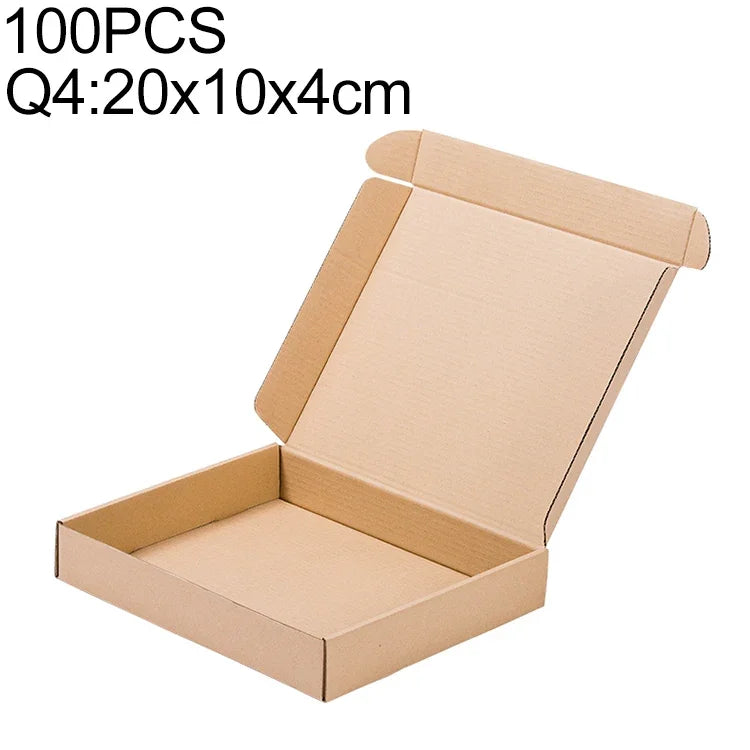 กล่องกระดาษคราฟท์สำหรับจัดส่ง 100 ชิ้น ขนาด Q4, 20x10x4 ซม., 20x10x4 ซม.