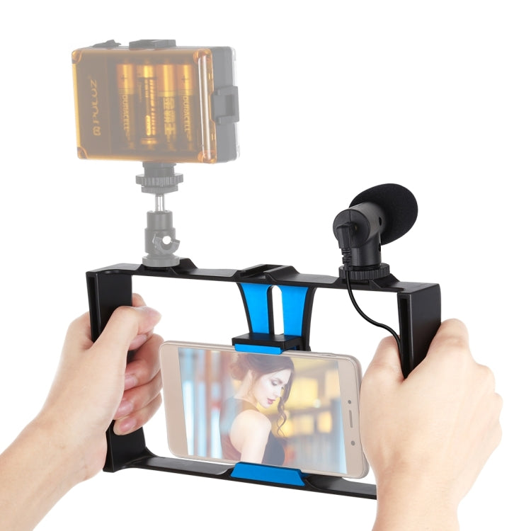 PULUZ ชุดอุปกรณ์ถ่ายทอดสดวิดีโอสมาร์ทโฟน 2 in 1 พร้อมไมโครโฟน สำหรับ iPhone, Galaxy, Huawei, Xiaomi, HTC, LG, Google และสมาร์ทโฟนอื่นๆ, ชุดถ่ายวิดีโอ + ไมค์, ชุดถ่ายวิดีโอ + ไมค์ (US)
