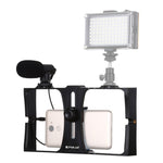 PULUZ ชุดอุปกรณ์ถ่ายทอดสดวิดีโอสมาร์ทโฟน 2 in 1 พร้อมไมโครโฟน สำหรับ iPhone, Galaxy, Huawei, Xiaomi, HTC, LG, Google และสมาร์ทโฟนอื่นๆ, ชุดถ่ายวิดีโอ + ไมค์, ชุดถ่ายวิดีโอ + ไมค์ (US)