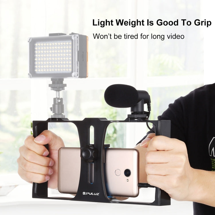 PULUZ ชุดอุปกรณ์ถ่ายทอดสดวิดีโอสมาร์ทโฟน 2 in 1 พร้อมไมโครโฟน สำหรับ iPhone, Galaxy, Huawei, Xiaomi, HTC, LG, Google และสมาร์ทโฟนอื่นๆ, ชุดถ่ายวิดีโอ + ไมค์, ชุดถ่ายวิดีโอ + ไมค์ (US)