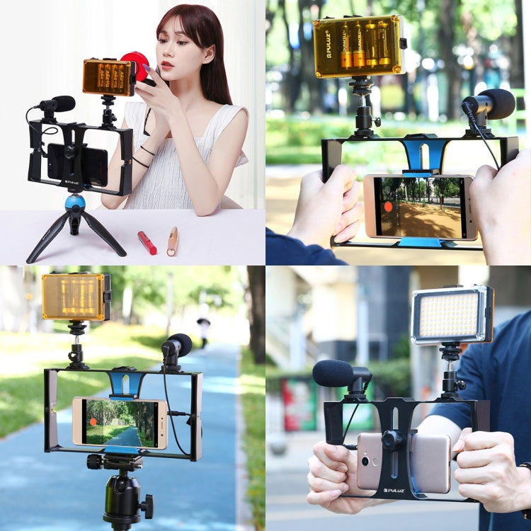 PULUZ ชุดอุปกรณ์ถ่ายทอดสดวิดีโอสมาร์ทโฟน 2 in 1 พร้อมไมโครโฟน สำหรับ iPhone, Galaxy, Huawei, Xiaomi, HTC, LG, Google และสมาร์ทโฟนอื่นๆ, ชุดถ่ายวิดีโอ + ไมค์, ชุดถ่ายวิดีโอ + ไมค์ (US)