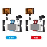 PULUZ ชุดอุปกรณ์วิดีโอสำหรับสมาร์ทโฟน 3 in 1 พร้อมไฟ LED เซลฟี่สำหรับถ่ายทอดสดและวล็อกกิ้ง พร้อมไมโครโฟนและหัวขาตั้งกล้องแบบ Cold Shoe สำหรับ iPhone, Galaxy, Huawei, Xiaomi, HTC, LG, Google และสมาร์ทโฟนอื่นๆ, 3-in-1, 3-in-1(สีแดง), 3-in-1(US)