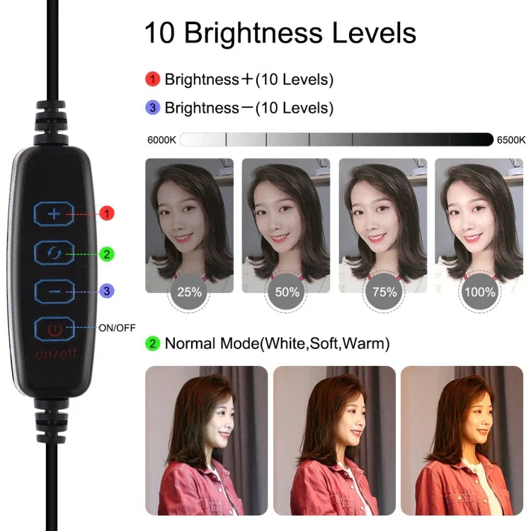 PULUZ ชุดอุปกรณ์วิดีโอสำหรับสมาร์ทโฟน 2 in 1 พร้อมไฟ LED เซลฟี่แบบวงแหวนขนาด 4.7 นิ้ว 12 ซม. สำหรับถ่ายทอดสดและวล็อกกิ้ง พร้อมหัวขาตั้งกล้องแบบ Cold Shoe สำหรับ iPhone, Galaxy, Huawei, Xiaomi, HTC, LG, Google และสมาร์ทโฟนอื่นๆ, ไฟ LED วงแหวน 2 in 1
