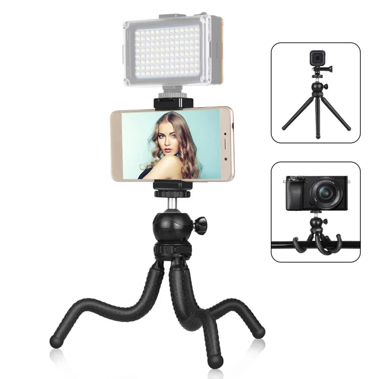 PULUZ Mini Octopus Flexible Tripod Holder with Ball Head & Phone Clamp + Tripod Mount Adapter & Long Screw for SLR Cameras, DJI, Insta360, GoPro and Other Action Cameras, Cellphone, Size: 25cmx4.5cm, 25cm Tripod + Phone Clamp