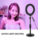 PULUZ ไฟวงแหวน LED RGBW ขนาด 6.2 นิ้ว 16 ซม. พร้อมฐานกลมตั้งโต๊ะ USB ปรับความสว่างได้ สำหรับถ่ายวิดีโอบล็อกเกอร์ พร้อมขาตั้งกล้องแบบ Cold Shoe และรีโมทคอนโทรล, ฐานตั้งโต๊ะ + ไฟ RGBW 6.2 นิ้ว / รีโมทคอนโทรล