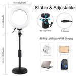 PULUZ ไฟวงแหวน LED RGBW ขนาด 6.2 นิ้ว 16 ซม. พร้อมฐานกลมตั้งโต๊ะ USB ปรับความสว่างได้ สำหรับถ่ายวิดีโอบล็อกเกอร์ พร้อมขาตั้งกล้องแบบ Cold Shoe และรีโมทคอนโทรล, ฐานตั้งโต๊ะ + ไฟ RGBW 6.2 นิ้ว / รีโมทคอนโทรล