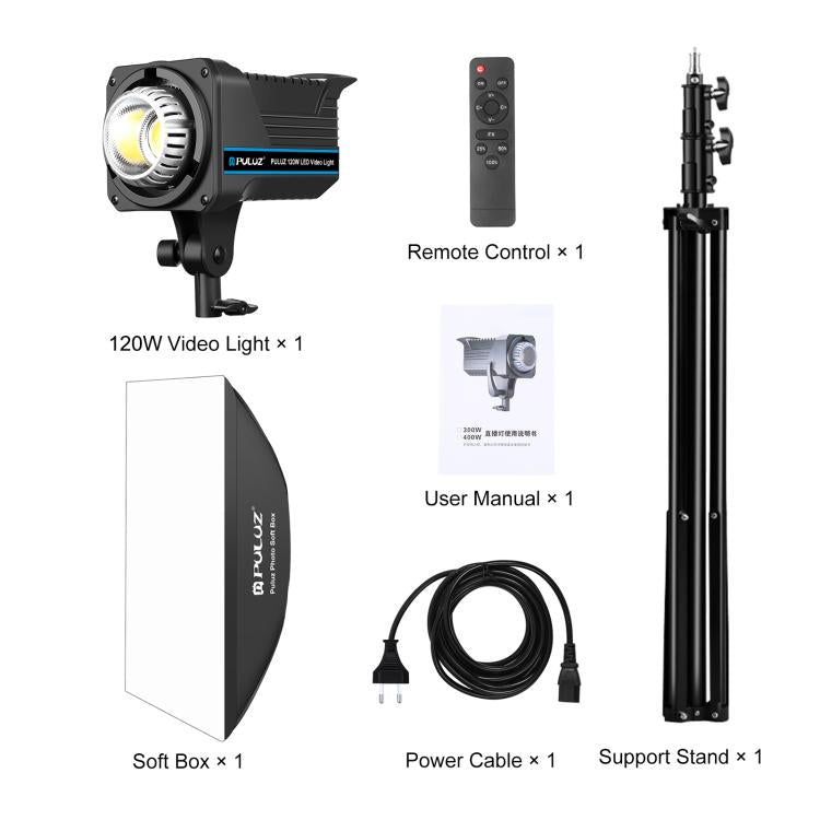 ชุดไฟแฟลชสตูดิโอ PULUZ 120W พร้อมซอฟต์บ็อกซ์ รีเฟลกเตอร์ และขาตั้งไฟ, ชุดไฟสี่เหลี่ยมผืนผ้า 120W 2700K-6500K ปลั๊ก EU, ชุดไฟสี่เหลี่ยมผืนผ้า 120W 2700K-6500K ปลั๊ก UK, ชุดไฟสี่เหลี่ยมผืนผ้า 120W 2700K-6500K ปลั๊ก US