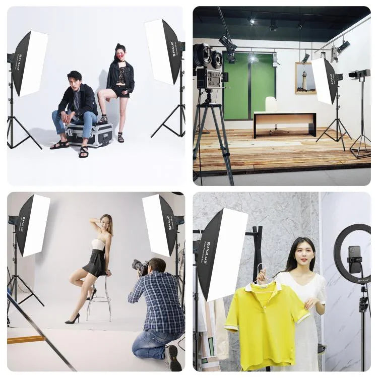 PULUZ 120W Photo Studio Strobe Flash Light Kit with Softbox Reflector & Tripod, Rectangle 120W 2700K-6500K Light Kit US Plug, Rectangle 120W 2700K-6500K Light Kit EU Plug, Rectangle 120W 2700K-6500K Light Kit UK Plug