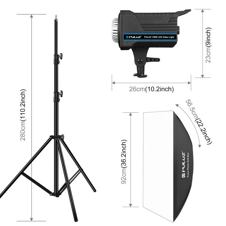 PULUZ 120W Photo Studio Strobe Flash Light Kit with Softbox Reflector & Tripod, Rectangle 120W 2700K-6500K Light Kit US Plug, Rectangle 120W 2700K-6500K Light Kit EU Plug, Rectangle 120W 2700K-6500K Light Kit UK Plug