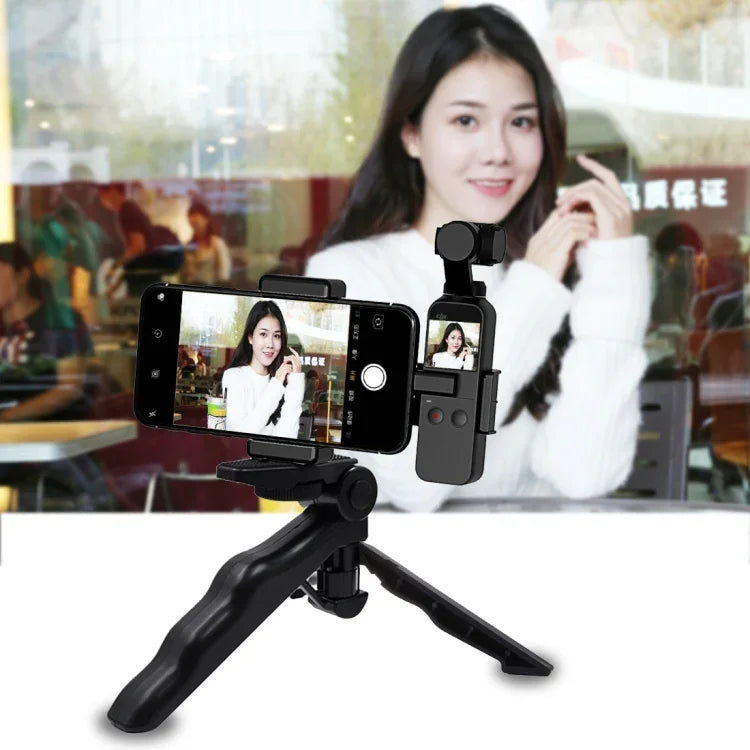 ชุดยึดโทรศัพท์มือถือ PULUZ ขนาด 1/4 นิ้ว พร้อมขาตั้งกล้องพับได้สำหรับ DJI OSMO Pocket / Pocket 2, ที่หนีบ+ขาตั้งกล้อง