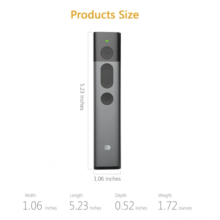 DOOSL DSIT036 ปากกาเลเซอร์สีแดง ตัวนำเสนอไร้สาย 2.4GHz สำหรับ PowerPoint, เลเซอร์สีแดง