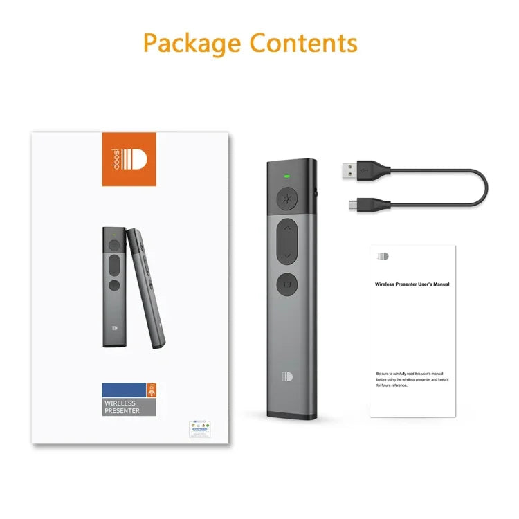 DOOSL DSIT036 ปากกาเลเซอร์สีแดง ตัวนำเสนอไร้สาย 2.4GHz สำหรับ PowerPoint, เลเซอร์สีแดง