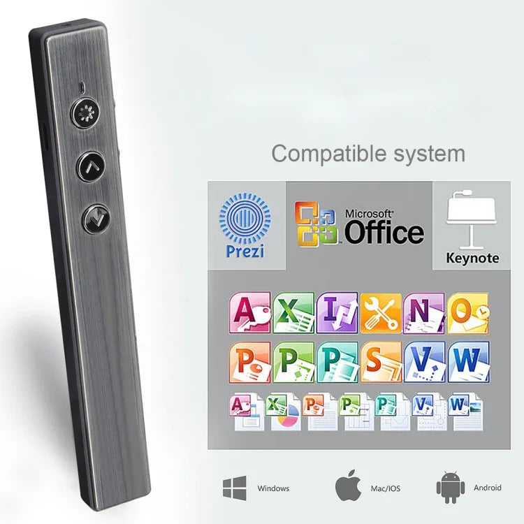 PR-20 ปากการีโมทไร้สายสำหรับนำเสนอ PowerPoint PPT พร้อมเลเซอร์พอยน์เตอร์และฟังก์ชันเมาส์อากาศ ปากกาเปลี่ยนหน้าเลเซอร์