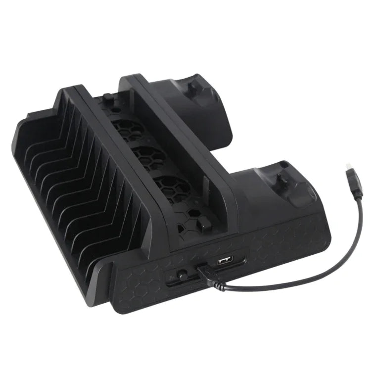 พัดลมระบายความร้อน 3 in 1 สำหรับเครื่องเล่นเกม DOBE TP4-882 + ช่องเก็บเกม + แท่นชาร์จจอยเกมสำหรับ Sony PS4 / PS4 Pro / PS4 Slim, สำหรับ PS4 / PS4 Pro / PS4 Slim