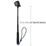 ขาตั้งกล้องแบบยืดได้ถือมือ PULUZ สำหรับ GoPro, Insta360, DJI และกล้องแอคชั่นอื่นๆ ความยาว: 19-49 ซม.