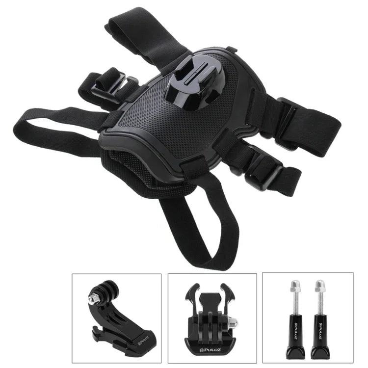 สายรัดอกสุนัขแบบปรับได้ PULUZ สำหรับ GoPro, Insta360, DJI และกล้องแอคชั่นอื่นๆ