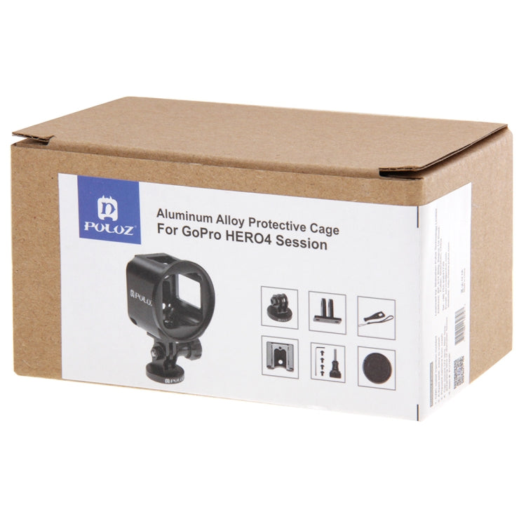 ชุดเคสป้องกัน PULUZ ทำจากอะลูมิเนียมอัลลอยด์ CNC พร้อมประแจโลหะ ฝาปิดเลนส์ สกรู และอะแดปเตอร์ขาตั้งกล้อง สำหรับ GoPro HERO5 Session /HERO4 Session /HERO Session, สำหรับ HERO4 Session