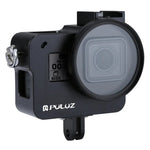โครงป้องกันเปลือกอลูมิเนียม CNC PULUZ พร้อมกรอบประกันและเลนส์ UV 52 มม. สำหรับ GoPro HERO(2018) /7 Black /6 /5, สำหรับกรอบดึง HERO6 /5, สำหรับกรอบดึง HERO5
