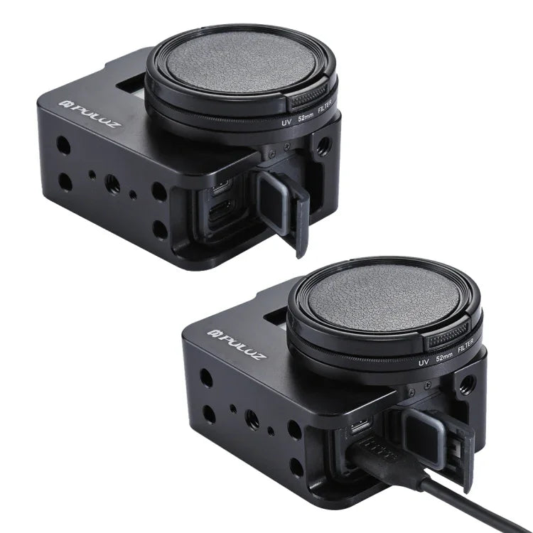 โครงป้องกันเปลือกอลูมิเนียม CNC PULUZ พร้อมกรอบประกันและเลนส์ UV 52 มม. สำหรับ GoPro HERO(2018) /7 Black /6 /5, สำหรับกรอบดึง HERO6 /5, สำหรับกรอบดึง HERO5