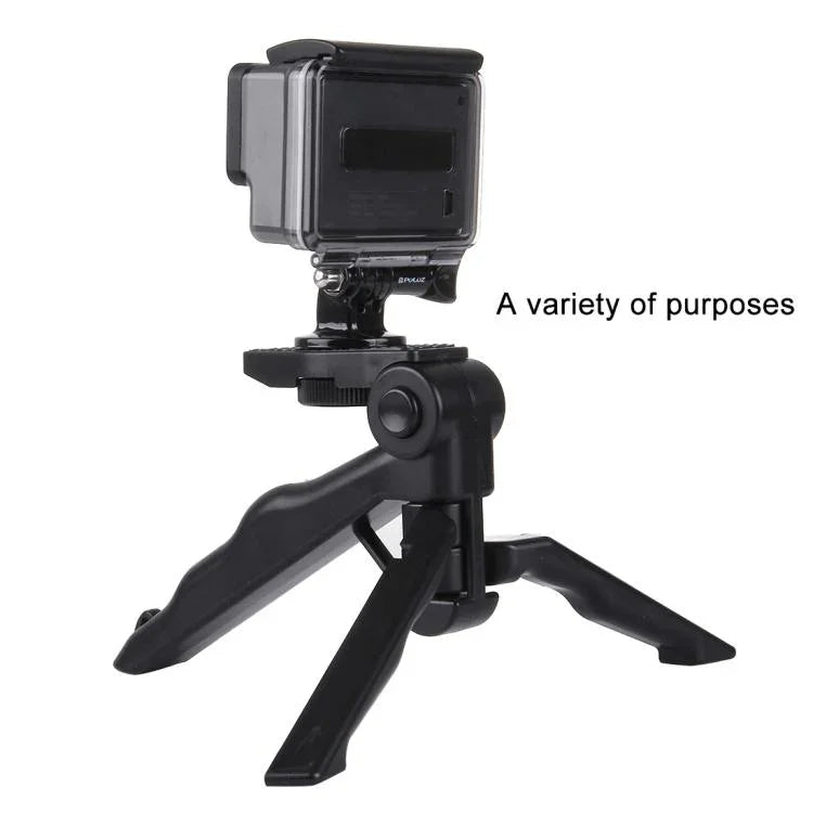 ขาตั้งพับจับถนัดมือ PULUZ พร้อมอะแดปเตอร์และสกรูสำหรับกล้องแอคชั่น GoPro, Insta360, DJI และอื่นๆ, รับน้ำหนักสูงสุด: 2 กก.