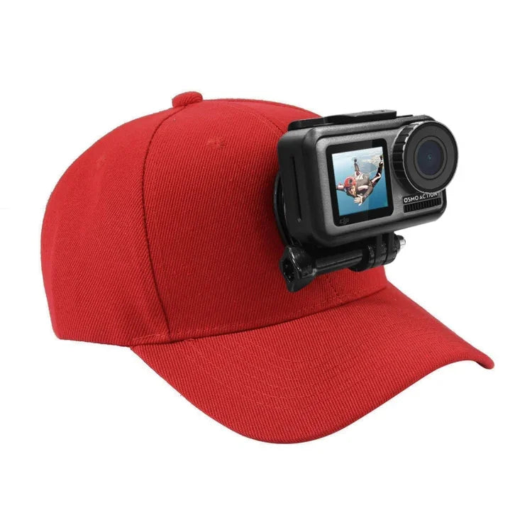 หมวกเบสบอล PULUZ พร้อมตะขอ J-Hook และสกรูสำหรับ GoPro, DJI OSMO Action และกล้องแอคชั่นอื่นๆ, หมวกเบสบอลสีดำ, หมวกเบสบอลสีแดง, หมวกเบสบอลสีน้ำเงินเข้ม