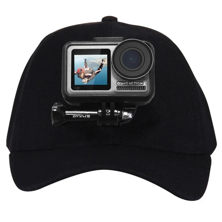 หมวกเบสบอล PULUZ พร้อมตะขอ J-Hook และสกรูสำหรับ GoPro, DJI OSMO Action และกล้องแอคชั่นอื่นๆ, หมวกเบสบอลสีดำ, หมวกเบสบอลสีแดง, หมวกเบสบอลสีน้ำเงินเข้ม
