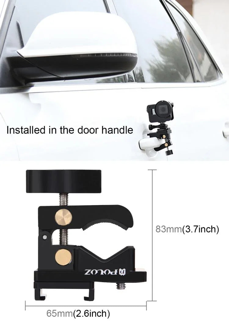 ขาอลูมิเนียมอัลลอยด์ PULUZ ที่หนีบติดตั้งอเนกประสงค์สำหรับ GoPro, Insta360, DJI และกล้องแอคชั่นอื่นๆ, ขาหนีบติดตั้ง