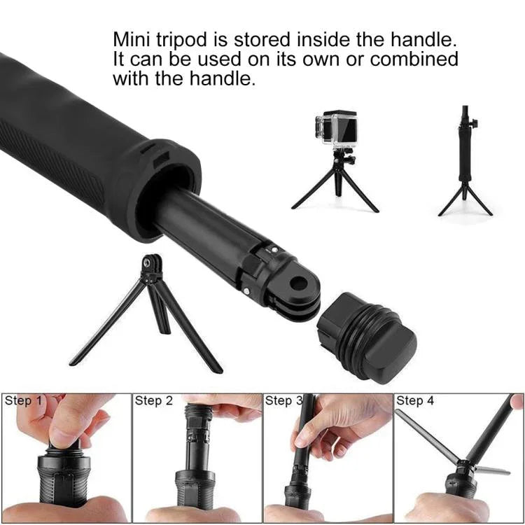 ไม้เซลฟี่ขาตั้งกล้องพับได้ 3 ทาง PULUZ สำหรับ GoPro, Insta360 ONE R, DJI Osmo Action และกล้องแอคชันอื่นๆ, ความยาว: 20-58cm, ความยาว: 20-58cm