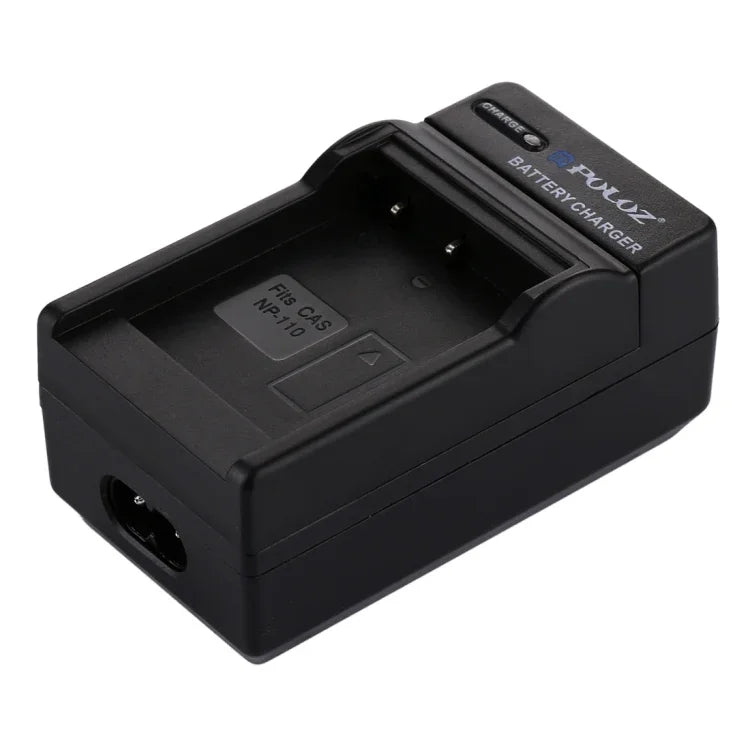 PULUZ ที่ชาร์จแบตเตอรี่กล้องดิจิทัลสำหรับแบตเตอรี่ Casio NP-110, ที่ชาร์จรถยนต์ NP-110