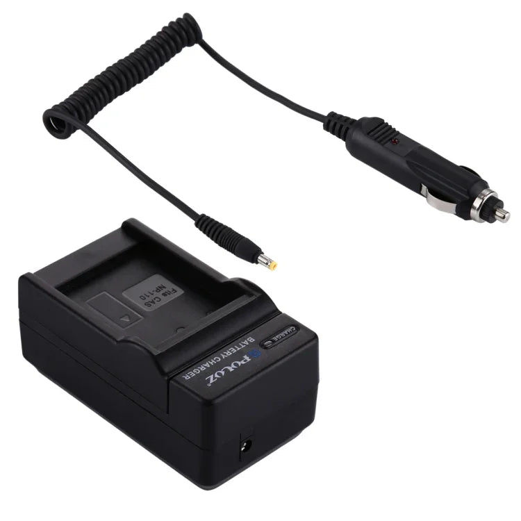 PULUZ ที่ชาร์จแบตเตอรี่กล้องดิจิทัลสำหรับแบตเตอรี่ Casio NP-110, ที่ชาร์จรถยนต์ NP-110