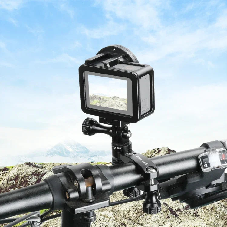 ขาติดตั้งอะแดปเตอร์อลูมิเนียมหมุน 360 องศาสำหรับแฮนด์จักรยาน พร้อมสกรู สำหรับ GoPro, Insta360, DJI และกล้องแอคชั่นอื่นๆ, ขาติดตั้งอะแดปเตอร์แฮนด์จักรยาน 2