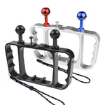 แขนไฟดำน้ำแบบถือคู่ CNC อลูมิเนียม PULUZ พร้อมสายคล้อง สำหรับ GoPro, Insta360, DJI และกล้องแอคชั่นอื่นๆ, ขาติดตั้งแขนไฟ/S