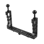 ขาตั้งแขนไฟดำน้ำแบบถือคู่ CNC อลูมิเนียม PULUZ ปรับได้ สำหรับ GoPro, Insta360, DJI และกล้องแอคชั่นอื่นๆ, ขาตั้งแขนไฟแบบถือคู่