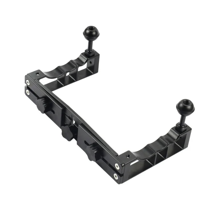 ขาตั้งแขนไฟดำน้ำแบบถือคู่ CNC อลูมิเนียม PULUZ ปรับได้ สำหรับ GoPro, Insta360, DJI และกล้องแอคชั่นอื่นๆ, ขาตั้งแขนไฟแบบถือคู่