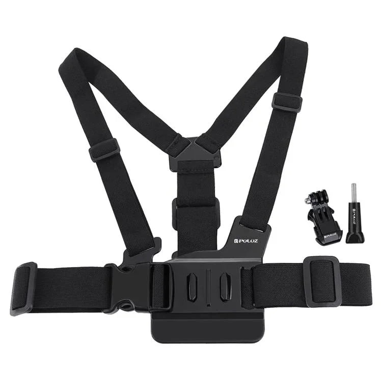 สายรัดอกแบบปรับได้ PULUZ พร้อมตัวยึด J Hook และสกรูยาวสำหรับ GoPro, Insta360, DJI และกล้องแอคชั่นอื่นๆ, สายรัดอก