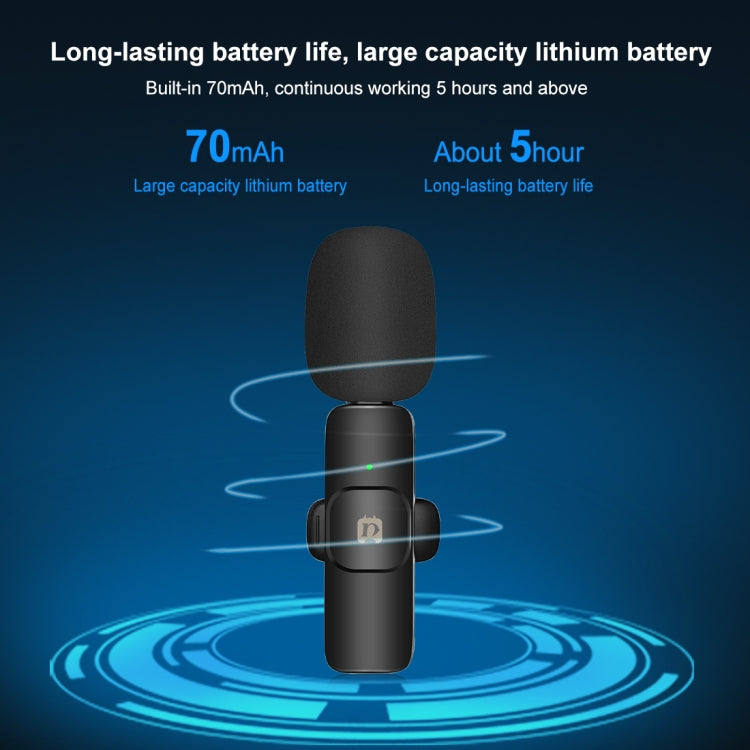 ไมโครโฟนไร้สาย Lavalier ลดเสียงรบกวนและเสียงสะท้อนสำหรับ iPhone / iPad, ตัวรับ 8 พิน ไมโครโฟนคู่, ตัวรับ 8 พินและไมโครโฟนคู่