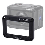 ที่ป้องกันเลนส์อะลูมิเนียมอัลลอยเปลวไฟ + กระจกนิรภัย PULUZ สำหรับ Sony RX0 / RX0 II พร้อมสกรูและไขควง, สีแดงเปลวไฟด้านหน้า