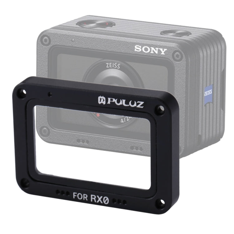 ที่ป้องกันเลนส์อะลูมิเนียมอัลลอยเปลวไฟ + กระจกนิรภัย PULUZ สำหรับ Sony RX0 / RX0 II พร้อมสกรูและไขควง, สีแดงเปลวไฟด้านหน้า